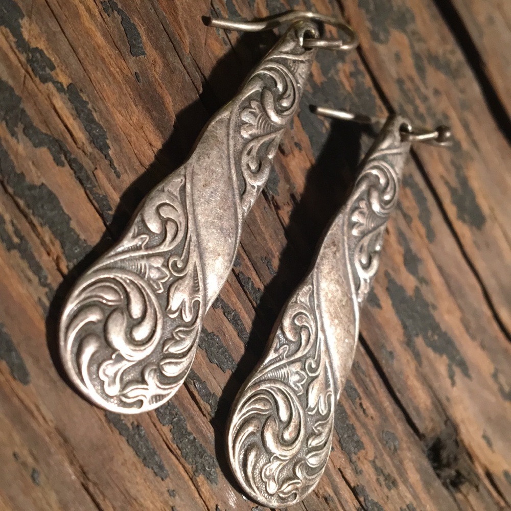 Pair of Vintage Silver Spoon Handle Earrings